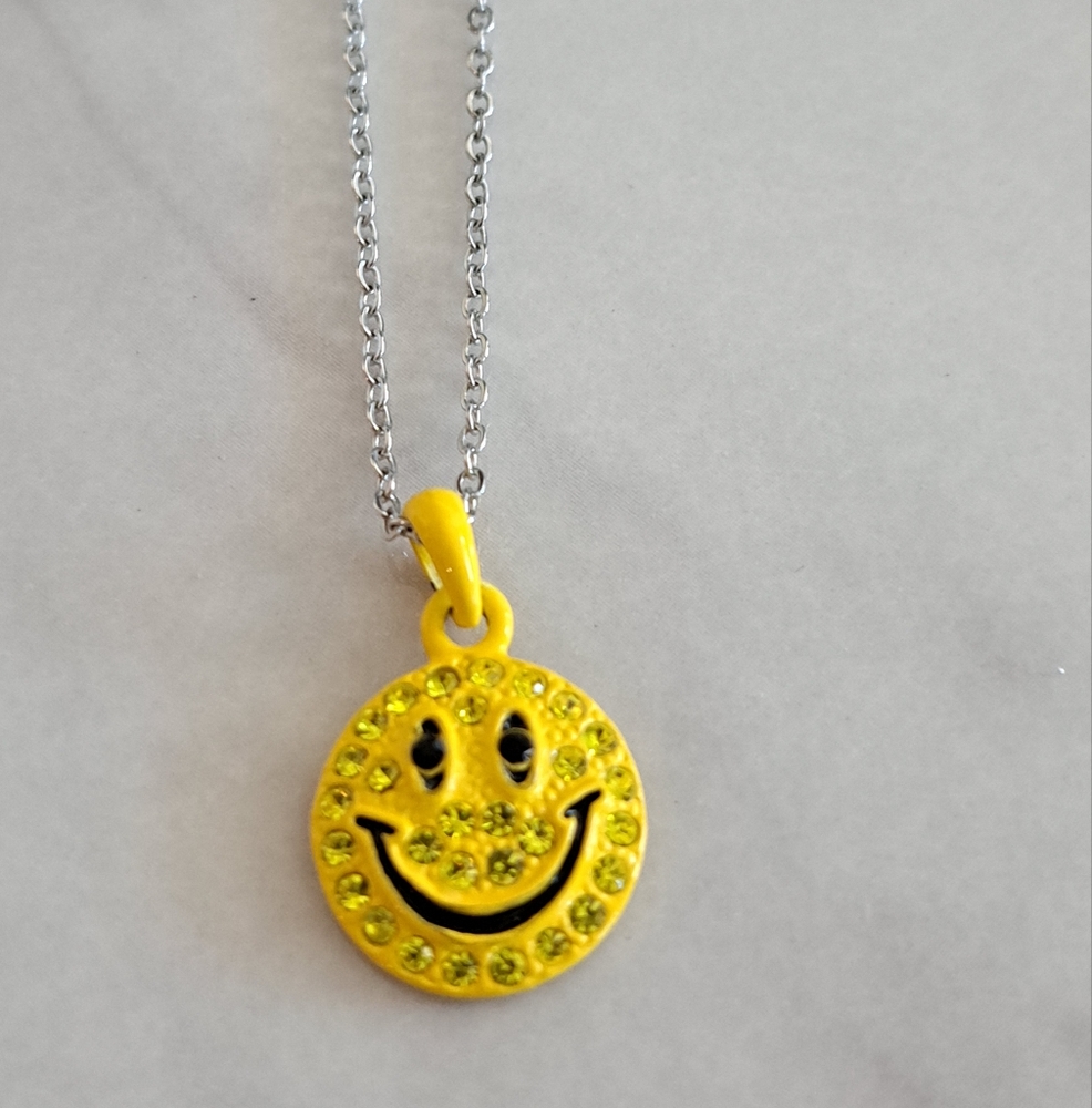 Yellow Smiley Face Pendant Necklace